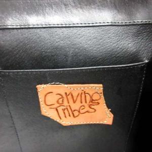 CARVING TRIBES ハンドバッグトートバッグ レザー 総柄 黒 ブラック