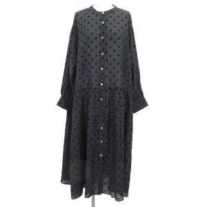 Spick&Span 19AW ワンピース ドット シアー ノーカラー ロング マキシ 長袖 F 黒 ブラック