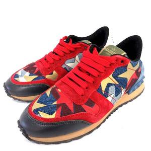 VALENTINO GARAVANI ロックランナー スニーカー デニム スタッズ ターコイズ 星 36 23cm 赤 レッド ネイビー 紺