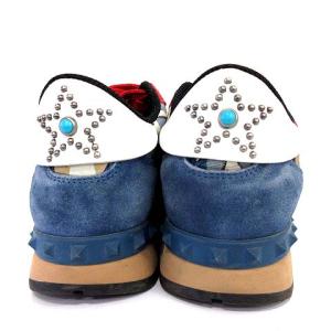 VALENTINO GARAVANI ロックランナー スニーカー デニム スタッズ ターコイズ 星 36 23cm 赤 レッド ネイビー 紺