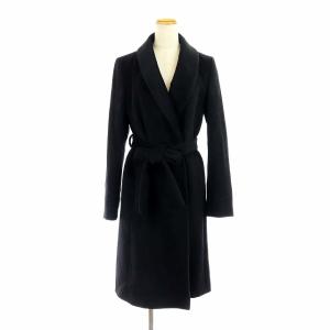 UBCBショールカラーラップコート ガウンコート ロング ベルト アンゴラ ウール混 38 M 黒 ブラック