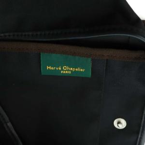 Hervé Chapelier トートバッグ ハンドバッグ スクエア A4 ナイロン 黒 ブラック 茶 ブラウン