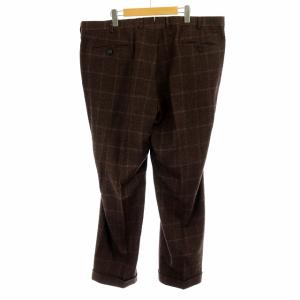 Ermenegildo Zegna スラックス テーパードパンツ 大きめサイズ チェック ウール カシミヤ混 60R 茶色 ブラウン