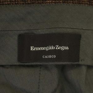Ermenegildo Zegna スラックス テーパードパンツ 大きめサイズ チェック ウール カシミヤ混 60R 茶色 ブラウン
