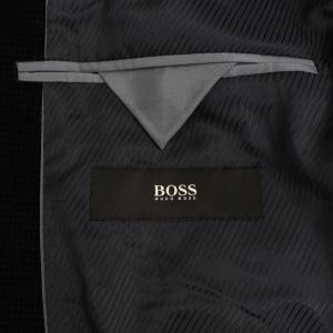 HUGO BOSS テーラードジャケット シングル 千鳥柄 ベロア 48 XL ネイビー ブラック