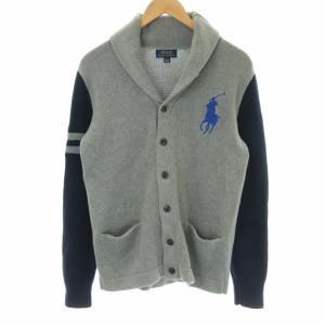 ショールカラー カーディガン ビッグポニー XS グレー ネイビー