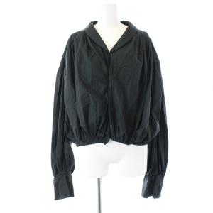 19SS ブラウス シャツ 長袖 ギャザー プリーツ バルーンスリーブ 38 M 黒 ブラック