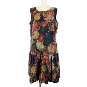 ワンピース ミモレ丈 ロング フレア 花柄 ノースリーブ 大きいサイズ 46 XXL マルチカラー