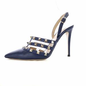 VALENTINO GARAVANI サンダル ピンヒール ロックスタッズ ポインテッドトゥ ネイビー
