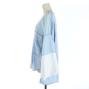 3.1 phillip lim カットソー Vネック コットン 半袖 2 M バイカラー ライトブルー 白 ホワイト