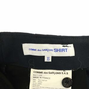 COMME des GARCONS SHIRT テーパードパンツ ワイド クロップド ウール混 XS 紺 ネイビー 