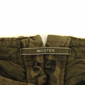 INCOTEX アートクラブ SLACKS テーパードパンツ 総柄 W32 カーキ