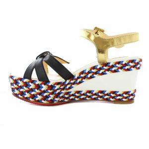 Christian Louboutin LAGOA70 CALF サンダル ウェッジソール ストラップ レザー 37 マルチカラー