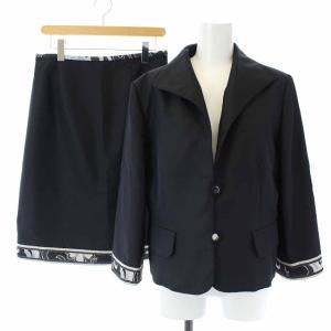 セットアップ スーツ ジャケット 総裏地 2B タイトスカート ひざ丈 L ブラック