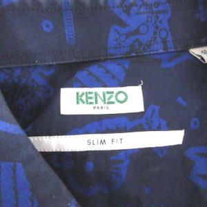 KENZO slim fit 長袖総柄シャツ 41 ブルー