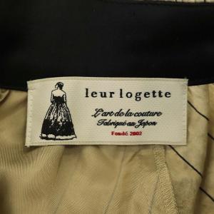 leur logette 近年モデル ピンストライプワッシャードレス ワンピース ボトルネック ロング 五分袖 ストライプ 麻 リネン 1 S ベージュ