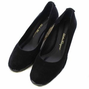 CAPRAIA パンプス ウェッジソール スエード ミニヴァラリボン 5 黒