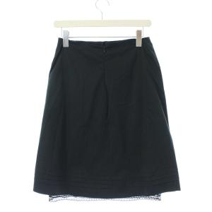 PRADA スカート ひざ丈 フレア レース 38 ブラック