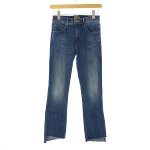 デニムパンツ ジーンズ カットオフ ウォッシュ クロップ丈 24 S 青 ブルー