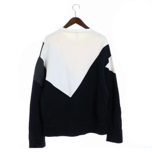 Neil Barrett トレーナー クルーネック 切替 長袖 L 黒 ブラック 白 ホワイト グレー