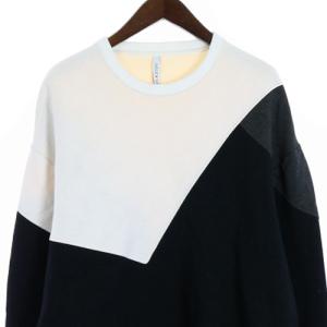 Neil Barrett トレーナー クルーネック 切替 長袖 L 黒 ブラック 白 ホワイト グレー