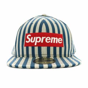 Supreme NEW ERA 13AW Striped Box Logo cap ストライプ 7.5 グリーン グレー