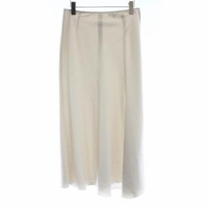サテンフレアスカート ロング L ベージュ