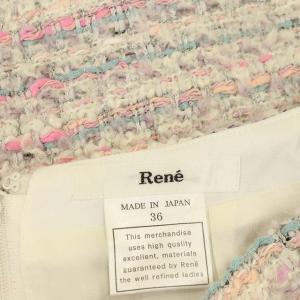 René 2017年製 ツイードスカート 36 アイボリー