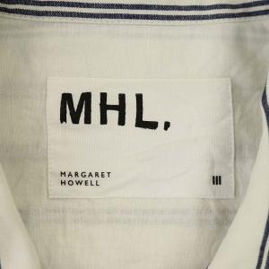 MHL. 20SS COTTON LINEN TWIN STRIPE カジュアルシャツ ブラウス 長袖 ストライプ 麻混 リネン混 3