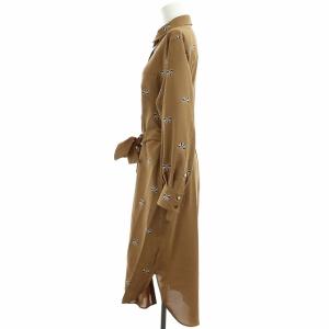 Grace Class 20AW リボンモチーフシャツワンピース 長袖 ロング 刺繍 38 M 茶 ブラウン