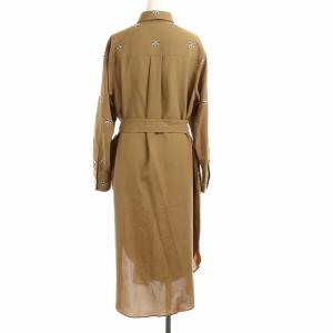 Grace Class 20AW リボンモチーフシャツワンピース 長袖 ロング 刺繍 38 M 茶 ブラウン