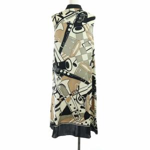 Grace Class 20AW JAZZプリントドレス シャツワンピース ノースリーブ ロング 総柄 38 M 黒 茶 グレー