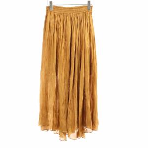 20SS サテンギャザーフレアスカート キャメル