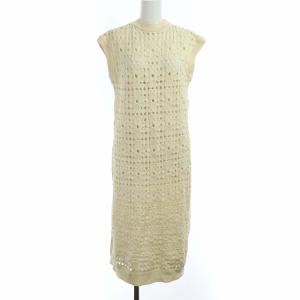 21SS フラワーメッシュニットワンピース ペチコート付き S アイボリー