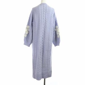 GRACE CONTINENTAL 20AW 刺繍ケーブルニットワンピース 長袖 ロング レースアップ 36 S 紫 ラベンダー