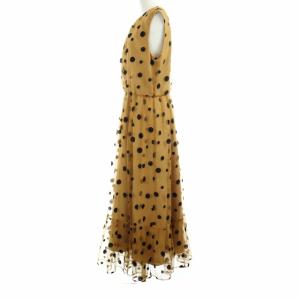 Grace Class 19AW ランダムドットチュールワンピース ノースリーブ ロング 38 M 茶 ブラウン