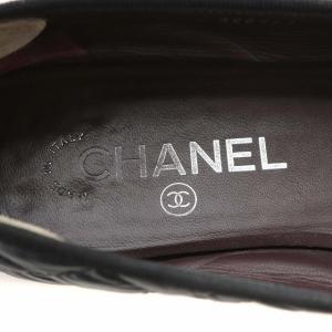 CHANEL バレエシューズ マトラッセ ココマーク リボン 38 ブラック