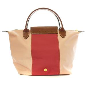 Longchamp ル プリアージュ カスタム トートバッグ ハンドバッグ ナイロン レザー ピンク 茶 ブラウン