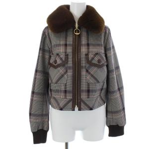 19AW ステンカラージャケット ショート丈 ブルゾン ファー 38 M グレー ブラウン