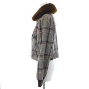 BLUE LABEL CRESTBRIDGE 19AW ステンカラージャケット ショート丈 ブルゾン ファー 38 M グレー ブラウン