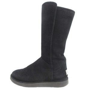 UGG australia アブリー ムートンブーツ ロング サイドジップ 8 25cm 黒 ブラック イタリア製 1009256