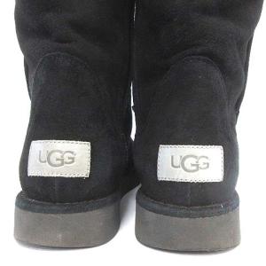 UGG australia アブリー ムートンブーツ ロング サイドジップ 8 25cm 黒 ブラック イタリア製 1009256