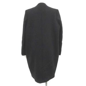 ENFOLD 18AW ノーカラー コート ロング ウール アウター 36 S 黒 ブラック 紺