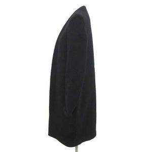 ENFOLD 18AW ノーカラー コート ロング ウール アウター 36 S 黒 ブラック 紺