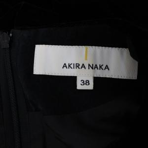 AKIRANAKA ワンピース ロング 長袖 ベロア レース切替 パール