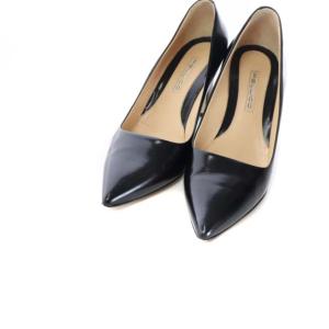 PELLICO パンプス チャンキーヒール ポインテッドトゥ レザー 37 24cm 黒 ブラック