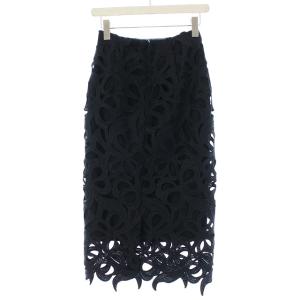 CELFORD スカート ロング タイト ミモレ丈 リボン モチーフレース 36 S 黒 ブラック