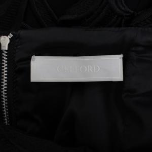 CELFORD スカート ロング タイト ミモレ丈 リボン モチーフレース 36 S 黒 ブラック