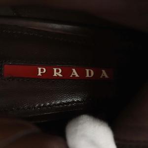 PRADA SPORT ショートブーツ ハイヒール ポインテッドトゥ レザー 37 24cm 茶色 ブラウン