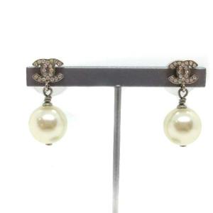 11A パールピアス ココマーク ラインストーン  ホワイト シルバー